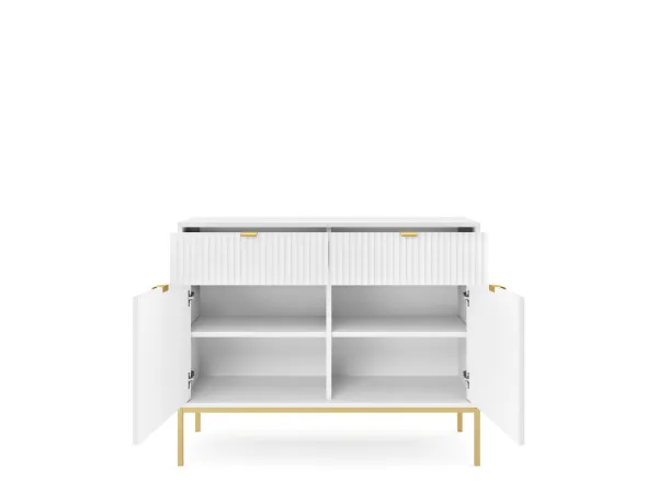 Piaski Komoda Nova 104 cm so zásuvkami biela/zlatá