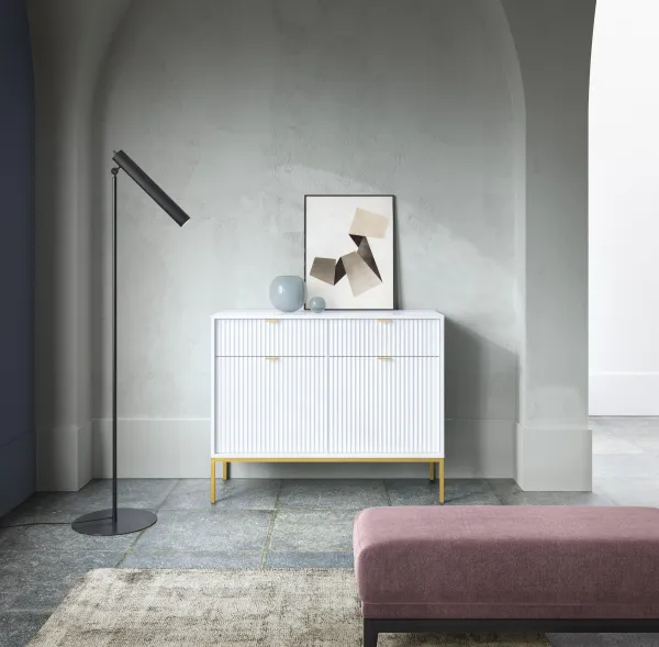Piaski Komoda Nova 104 cm so zásuvkami biela/zlatá