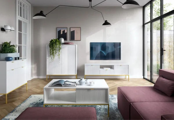 Piaski Komoda Nova 104 cm biela/zlatá