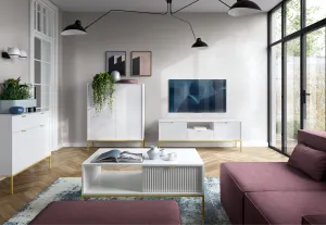 Piaski Komoda Nova 104 cm biela/zlatá