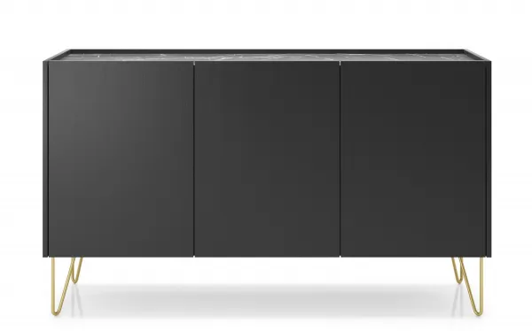 Piaski Komoda Harmony Va 144 cm čierna/čierny mramor