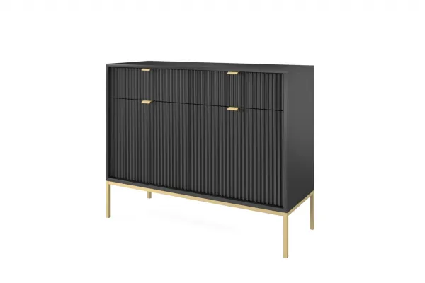 Piaski Komoda Nova 104 cm so zásuvkami čierna/zlatá