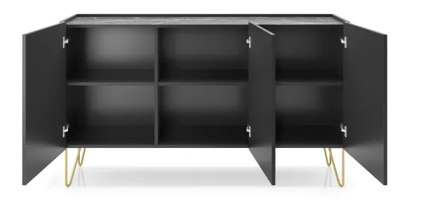 Piaski Komoda Harmony Va 144 cm čierna/čierny mramor