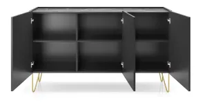 Piaski Komoda Harmony Va 144 cm čierna/čierny mramor