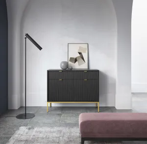 Piaski Komoda Nova 104 cm so zásuvkami čierna/zlatá