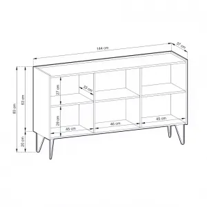 Piaski Komoda Harmony Va 144 cm čierna/čierny mramor