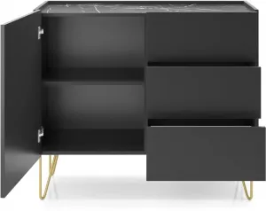 Piaski Komoda Harmony Va KSZ 97 cm čierna/čierny mramor