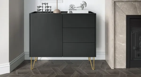 Piaski Komoda Harmony Va KSZ 97 cm čierna/čierny mramor