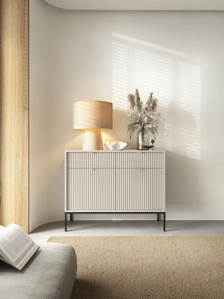 Piaski Komoda Nova 104 cm so zásuvkami sivá/čierna