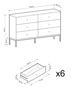 Piaski Komoda Mono II 154 cm so zásuvkami béžová/čierna