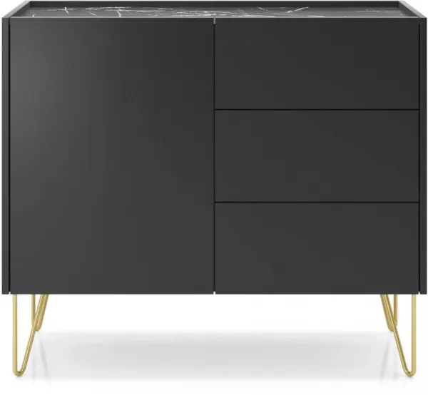 Piaski Komoda Harmony Va KSZ 97 cm čierna/čierny mramor