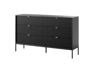 Piaski Komoda Nova 154 cm so zásuvkami čierna/čierny rám