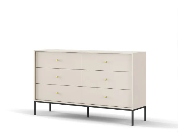Piaski Komoda Mono II 154 cm so zásuvkami béžová/čierna