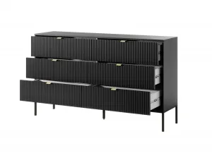 Piaski Komoda Nova 154 cm so zásuvkami čierna/čierny rám