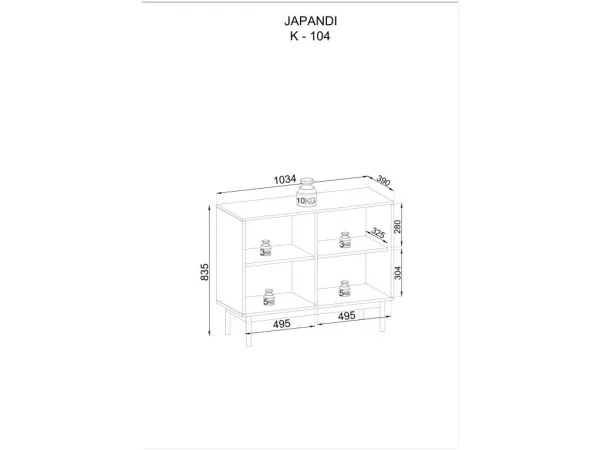 Piaski Komoda Japandi 104 cm kašmír