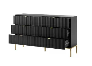 Piaski Komoda Nova 154 cm so zásuvkami čierna/zlatá