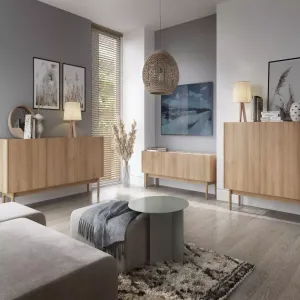 Piaski Komoda Boho La 97 cm dub riviéra/biely mramor