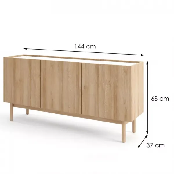 Piaski Komoda Boho La 144x68 cm dub riviéra/biely mramor