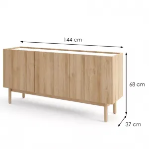 Piaski Komoda Boho La 144x68 cm dub riviéra/biely mramor
