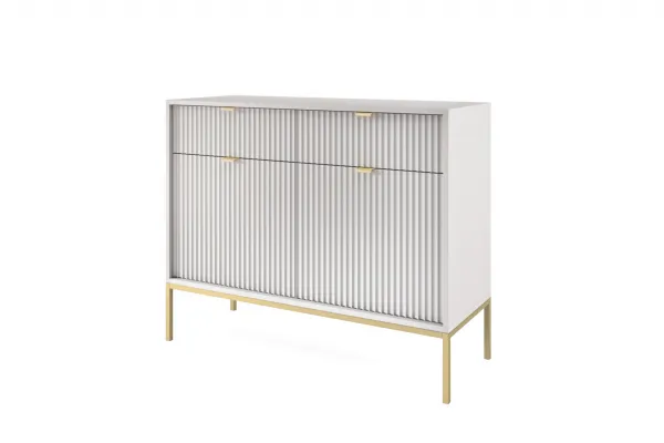 Piaski Komoda Nova 104 cm so zásuvkami sivá/zlatá
