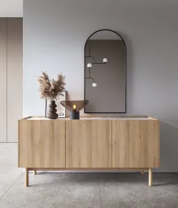 Piaski Komoda Boho La 144x68 cm dub riviéra/biely mramor