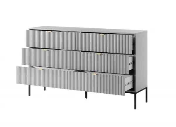Piaski Komoda Nova 154 cm so zásuvkami sivá/čierna