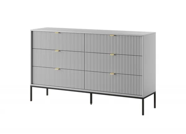Piaski Komoda Nova 154 cm so zásuvkami sivá/čierna