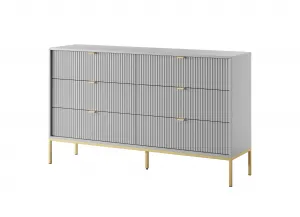 Piaski Komoda Nova 154 cm so zásuvkami sivá/zlatá