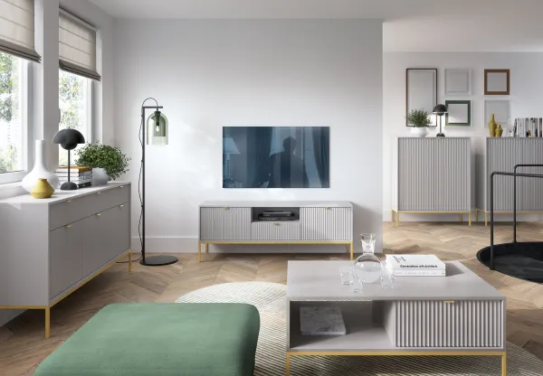 Piaski Komoda Nova 104 cm sivá/zlatá