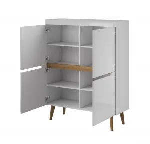Piaski Komoda Nordi 107 cm biela/dub Riviéra