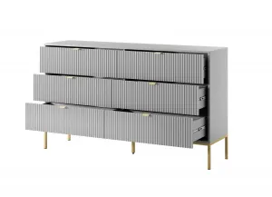 Piaski Komoda Nova 154 cm so zásuvkami sivá/zlatá