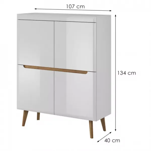 Piaski Komoda Nordi 107 cm biela/dub Riviéra
