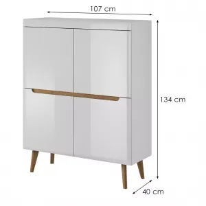 Piaski Komoda Nordi 107 cm biela/dub Riviéra