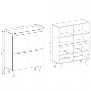 Piaski Komoda Nordi 107 cm biela/dub Riviéra