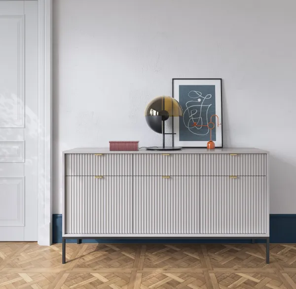 Piaski Komoda Nova 154 cm sivá/čierna