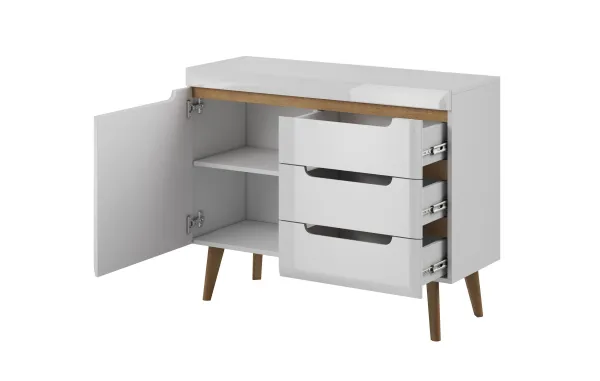 Piaski Komoda Nordi 107 cm so zásuvkami biela/dub Riviéra