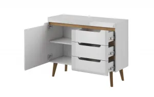 Piaski Komoda Nordi 107 cm so zásuvkami biela/dub Riviéra