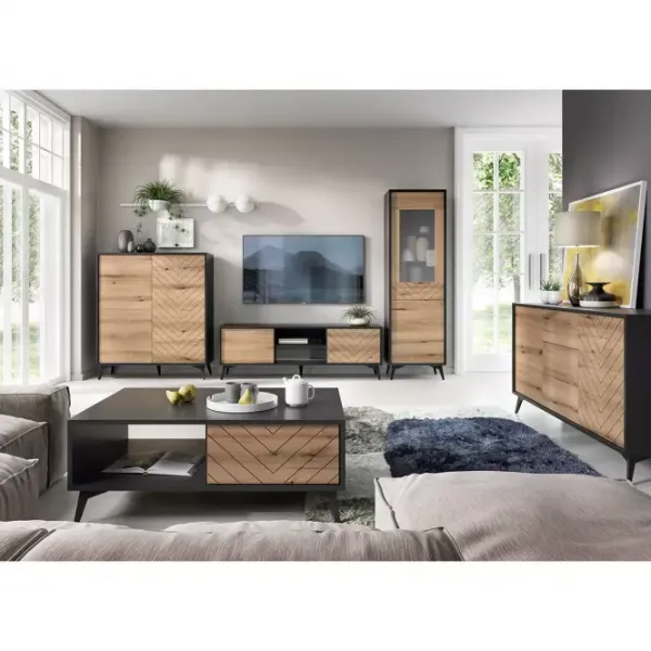 Piaski Komoda Diamond KSZ 104 cm dub tmavý/čierna