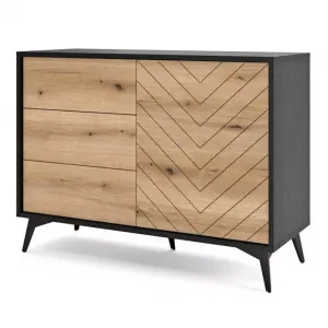 Piaski Komoda Diamond KSZ 104 cm dub tmavý/čierna