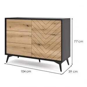Piaski Komoda Diamond KSZ 104 cm dub tmavý/čierna