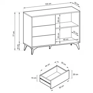 Piaski Komoda Diamond KSZ 104 cm dub tmavý/čierna