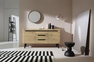 Piaski Komoda Nordi 160 cm so zásuvkami čierna/dub artisan