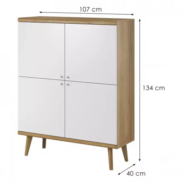 Piaski Komoda Primo 107 cm dub Riviéra/biela