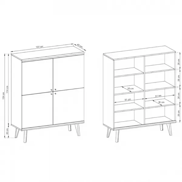 Piaski Komoda Primo 107 cm dub Riviéra/biela