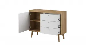 Piaski Komoda Primo 107 cm so zásuvkami dub Riviéra/biela