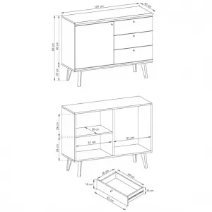 Piaski Komoda Primo 107 cm so zásuvkami dub Riviéra/biela
