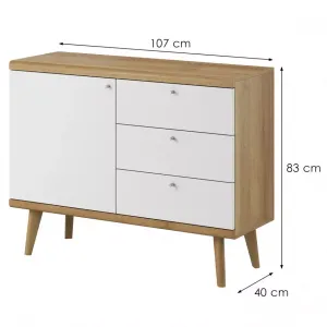 Piaski Komoda Primo 107 cm so zásuvkami dub Riviéra/biela
