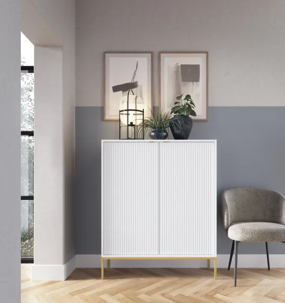 Piaski Komoda Nova 104 cm biela/zlatá