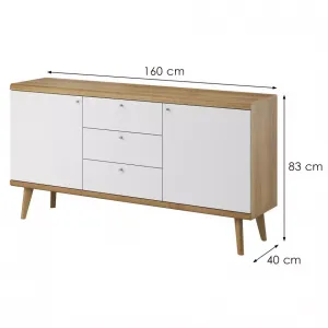 Piaski Komoda Primo 160 cm so zásuvkami dub Riviéra/biela