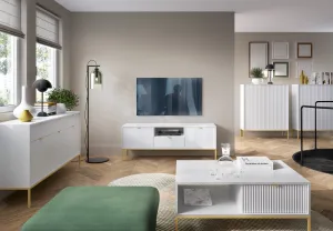 Piaski Komoda Nova 104 cm biela/zlatá